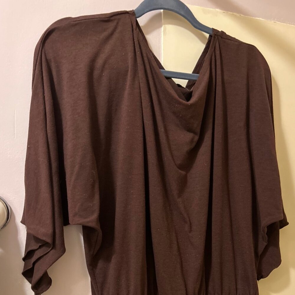 Vintage YOUNG AT HEART dolman sleeve blouson top, Chocolate Brown, Made in USA